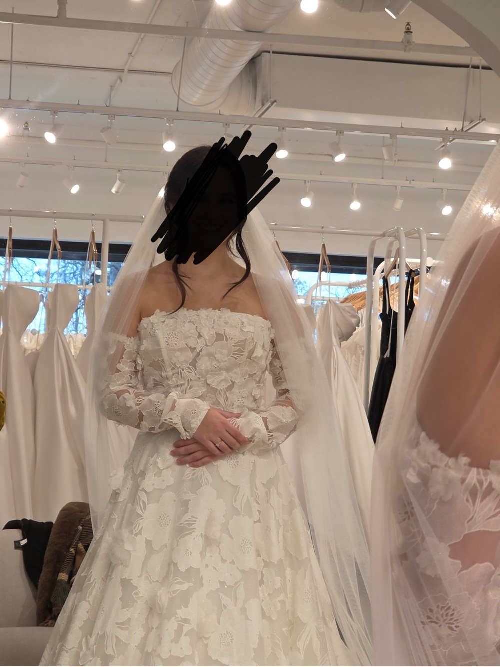 Mori Lee Ivory Off-Shoulder Long Sleeve Lace Wedding Gown